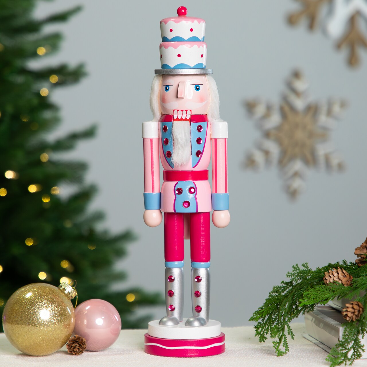 Northlight Cake King Nutcracker Christmas Figure - 15" - Pink and Blue